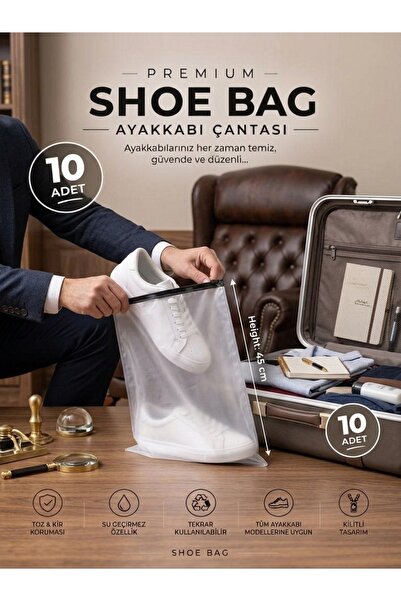 Liber TRAVEL BAG 10 ADET FERMUAR KİLİTLİ 30X45 CM SEYEHAT HURCU VALİZ İÇİ DÜZENLEYİCİ DOLAP İÇİ ORGANİZER AYAKKABI TAŞIMA POŞETİ