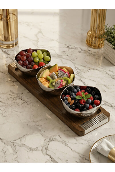 Generic Brand Luxury 4Pcs Serving Tray Set for Guests Wooden Serving Plate wi...