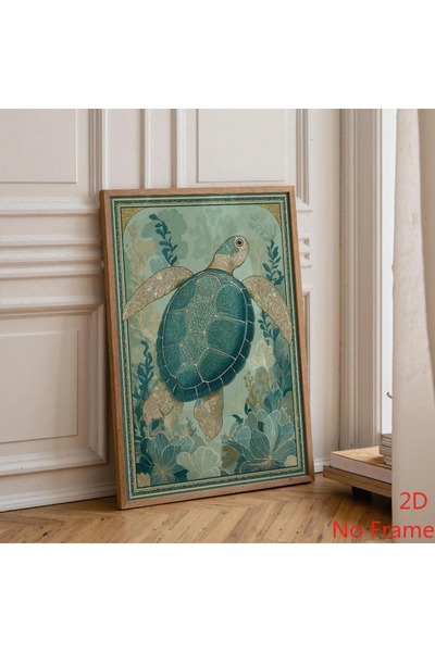 Generic Brand 1pc Sea Turtle Coastal Ocean Nautical Marine Life Canvas Wall A...
