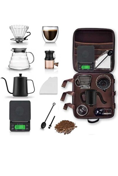 Generic طقم ماكينة قهوة، 14 قطعة، طقم قهوة بالتنقيط V60