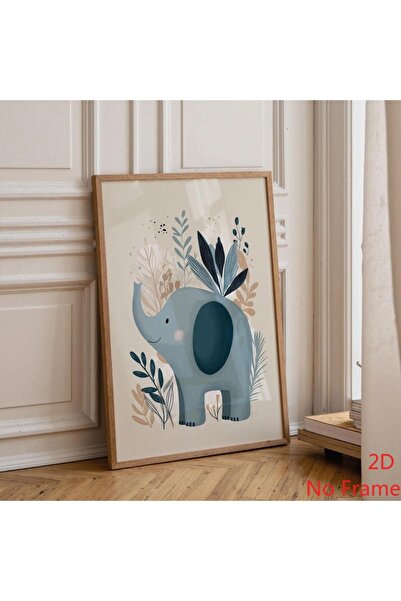 Generic Brand 1pc Elephant Nursery Scandinavian Baby Jungle Safari Canvas Wal...