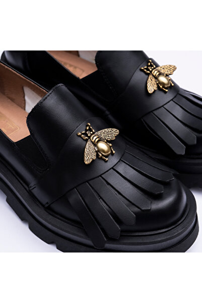 VAGAM Pantofi Dama din Piele Naturala Negru Mat