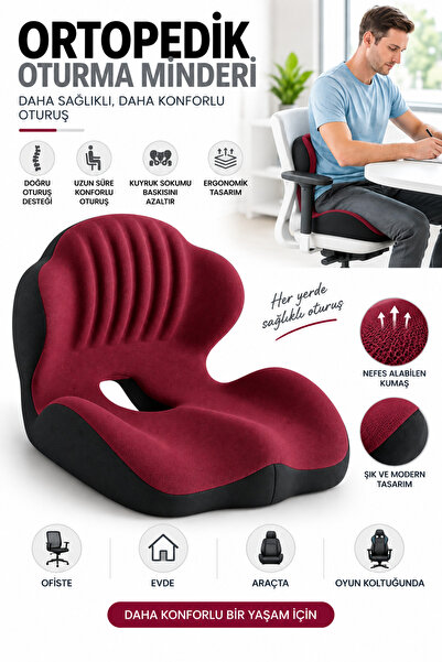 ortopedik oturma minderi, bel destek yastığı, visco minder, kuyruk sokumu minderi, sırt destek minderi, ofis koltuğu minderi, araç koltuğu minderi, ergonomik oturma yastığı