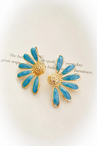 roshel Flower Design Blue Earrings
