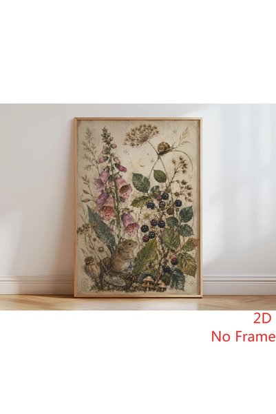 Generic Brand 1pc Moody Wildflower Canvas Wall Art Print, Dark Botanical Impa...