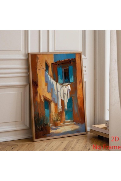 Generic Brand 1pc Mediterranean Laundry Line Canvas Wall Art Print, Italian A...