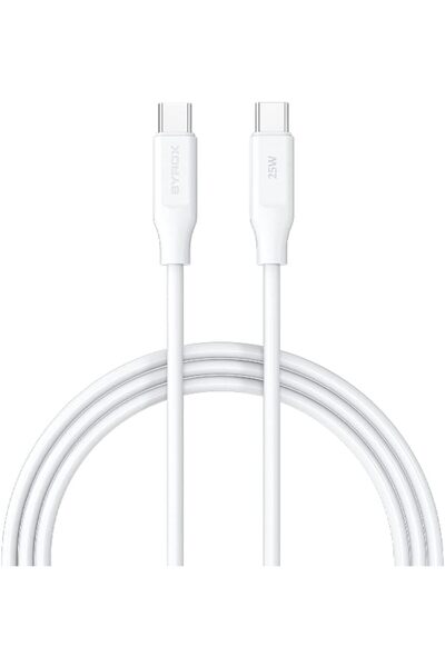 NO BRAND PD25TK Type-C To Type-C Pd 25W Hızlı Data/Şarj Kablosu 1 Metre Beyaz