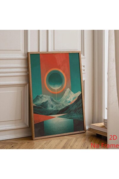 Generic Brand 1pc Retro Futuristic Landscape Mid Century Mountain Abstract Sp...
