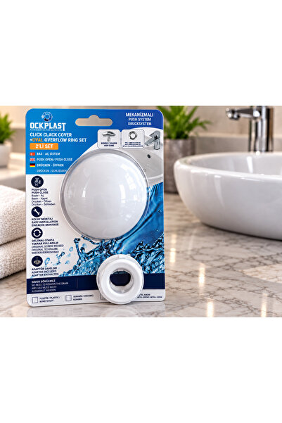 ock plast Lavabo Gider Süzgeci Bas Aç Pop-Up Sistem Taşma Yüzüklü Set