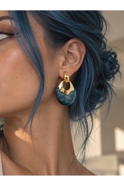 MAISON BAEZA Smoky Drop Paslanmaz Çelik, Kadın Damla Küpe, Antialerjen Gold R...
