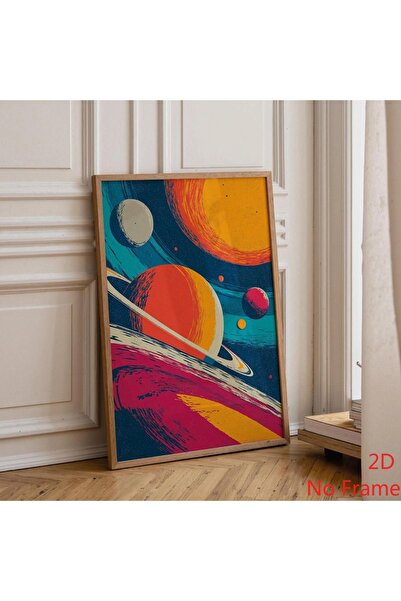 Generic Brand 1pc Mid Century Modern Colorful Retro Space Canvas Wall Art Pri...