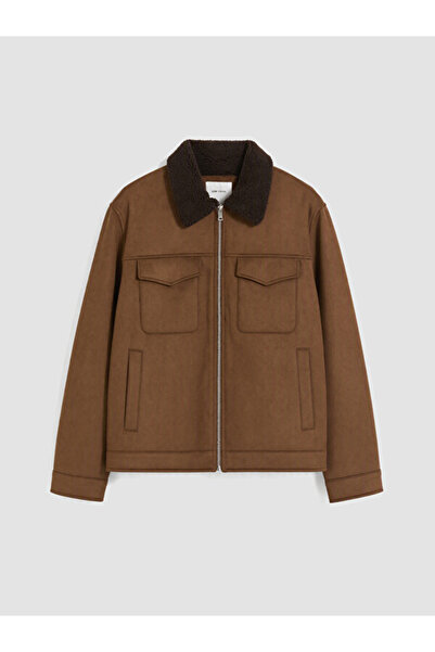 LC Waikiki I Standart Fit Fur Roba Collar Suede Men's Coat from Freezen Store