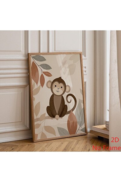 Generic Brand 1pc Monkey Nursery Cute Jungle Animal Scandinavian Baby Canvas ...