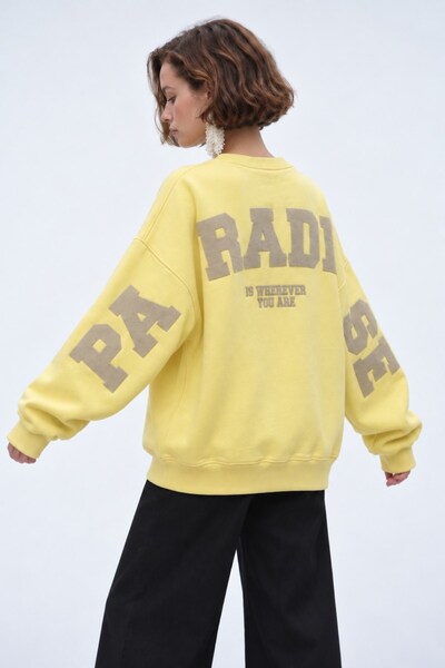 The Champ Clothing Kadın Oversize Sweatshirt Paradise Varsity Kabartma Baskıl...