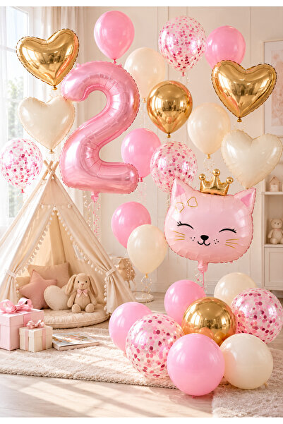 baloss fer Pink Princess Deluxe 2 Yaş Pembe Prenses Balon Seti 26 Parça 2 Rak...