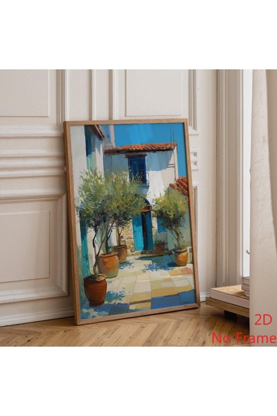 Generic Brand 1pc Mediterranean Courtyard Greek Village Coastal European Canv...