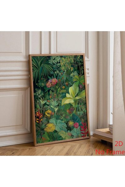 Generic Brand 1pc Lush Tropical Botanical Jungle Greenery Maximalist Canvas W...