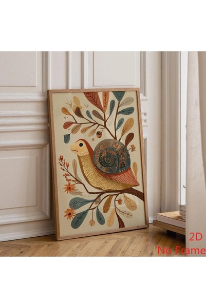 Generic Brand 1pc Neutral Botanical Boho Snail Woodland Canvas Wall Art Print...