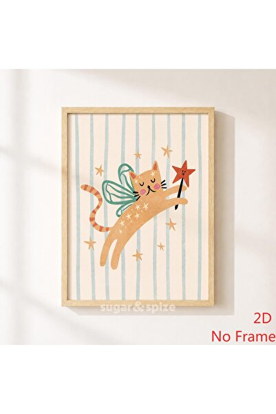 Generic Brand 1pc Cat Fairy Stars Canvas Wall Art Print, Colorful Kids Canvas...