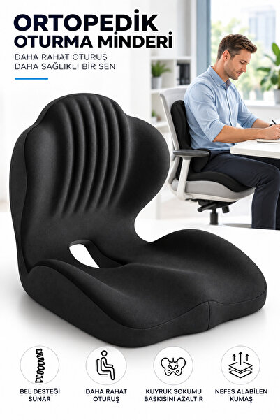 ortopedik oturma minderi, bel destek yastığı, visco minder, kuyruk sokumu minderi, sırt destek minderi, ofis koltuğu minderi, araç koltuğu minderi, ergonomik oturma yastığı