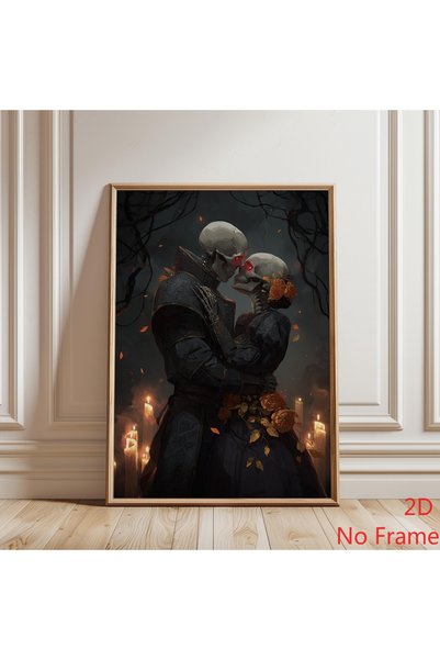 Generic Brand 1pc Gothic Skeleton Lovers Canvas Wall Art, Dark Romance Fantas...