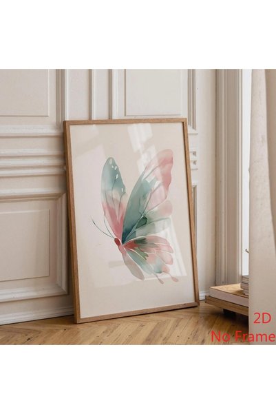 Generic Brand 1pc Minimal Watercolour Butterfly Pastel Scandinavian Canvas Wa...
