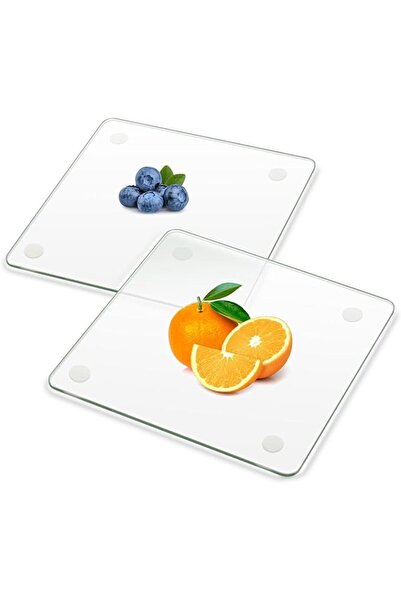 KASTWAVE Small Tempered Glass Cutting Board for Kitchen, 2Pcs Clear Cutting B...