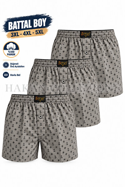 Hakan Collezione Bersel Battal Size Men's Boxer 100% Cotton Towel Waist Butto...