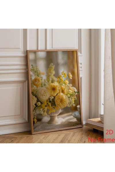 Generic Brand 1pc Soft Yellow Floral Romantic Canvas Wall Art Print, Cottagec...