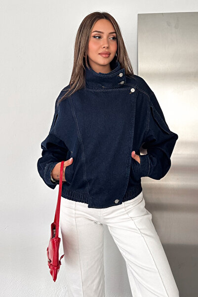 Noa&Noa Women's Hakim Collar Front Zippered Denim Jacket