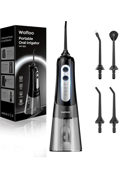 WAFLOO Cordless Water Dental Flosser for Teeth, with 4 Jet Tips, 300ML Tank O...