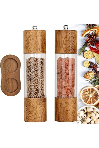 Arabest 2 Pack Pepper and Salt Grinder Set, Premium Acrylic & Wooden Manual S...