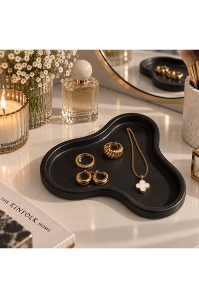 Sabletscrafts Decorative Jewelry Tray – Organic Form Jewelry, Handmade Stone Powder Ring and Accessory Tray – Makeup Table Decor