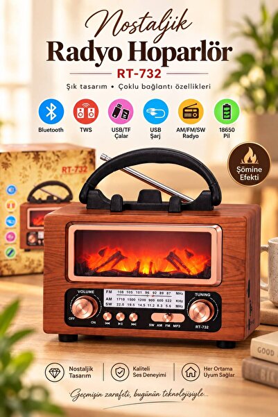 sadan RT-732 Şömine Görünümlü FM Radyo & Bluetooth Hoparlör
