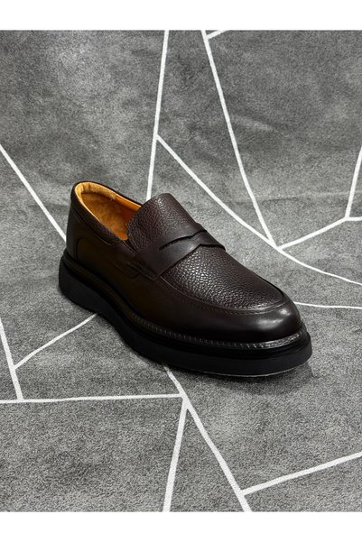 modaayakkabı Kahverengi Hakiki Deri Eva Taban Loafer Ayakkabı