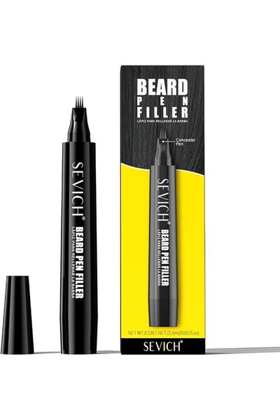 Sevich Beard Pencil Filler for Men Black,Unique 4-Tip Beard Pen Resistant,Ins...