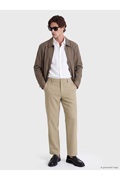 LC Waikiki Lcw Vision Beige Regular Fit Men's Trousers with Nevavm Difference