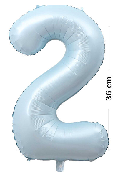 More party Folyo Balon -Retro Mavi - 2 Rakamı Helyum Balon - 36cm 2 Yaş Balon...