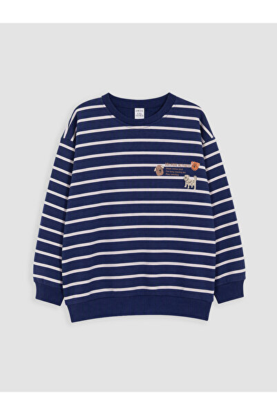 LC Waikiki Two Mt Shop Quality Lcw Kids Navy Blue 3-Thread Striped Loose & Ba...