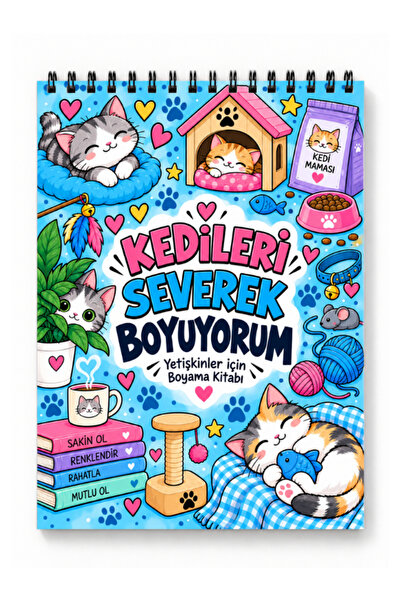 Pembe Yayınevi Mandala Boyama Kitabı - Yetişkinler İçin Boyama Sayfaları - Sevimli Kediler