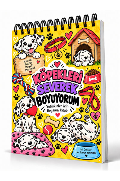 Pembe Yayınevi Mandala Boyama Kitabı - Yetişkinler İçin Boyama Sayfaları - Sevimli Köpekler