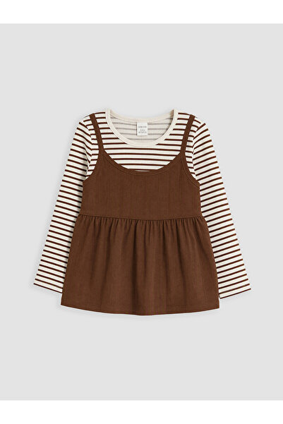 LC Waikiki Two Mt Shop Quality Lcw Kids Brown Camisole Striped Tight & Slim L...