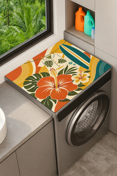 Valerine Life Clothes Dryer Top Organizer Mat Liquid-Proof Cover Floral Surf