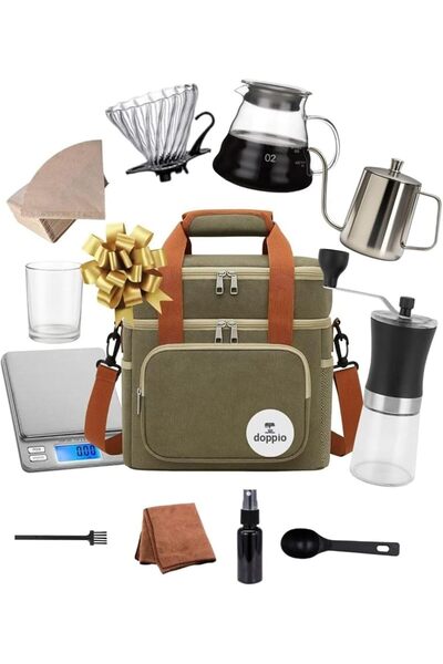Doppio Fika Point Doppio Complete 12-Piece V60 Coffee Brewing Set with Travel...