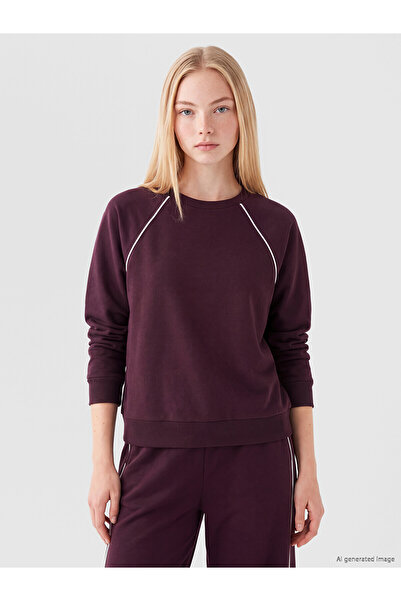 LC Waikiki Alita City Farkıyla Xside Plum Soft Touch Oversize Women's Sweatshirt