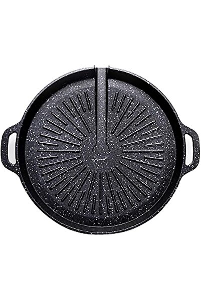 Generic Korean Style Round Grill Pan with oil collect port, 33 cm, Non-stick ...