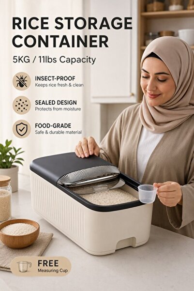 Generic 1Pc Pp Airtight Rice Storage Container 5Kg Sliding Lid Kitchen Pantry...