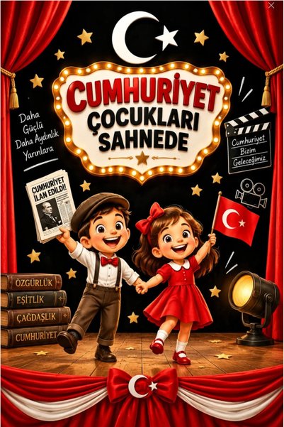 NG GRAFİK TASARIM 29 EKİM CUMHURİYET BAYRAMI OKUL PANOSU / KUMAŞA BASKı PANOS...
