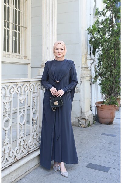 NİSUM MODA Cape and Buckle Sandy Dress