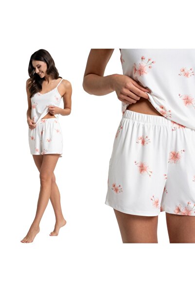 MORAJ Pijama florală de damă, bluză cu bretele și pantaloni scurți XL PATT 1